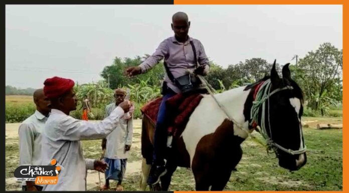महंगे पेट्रोल से परेशान ये बिजली कर्मचारी बाइक छोड़ कर रहा है घोड़े की सवारी bijli-karmchari