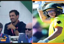Women’s World Cup Final में पत्नि की पारी देखने पहुंचे स्टार्क, हीली ने खेली 170 रनों पारी mitchell-starc-and-his-wife