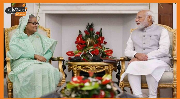 बांग्लादेश की प्रधानमंत्री शेख हसीना ने हैदराबाद हाउस में पीएम नरेंद्र मोदी से की मुलाकात Sheikh hasina- PM Modi