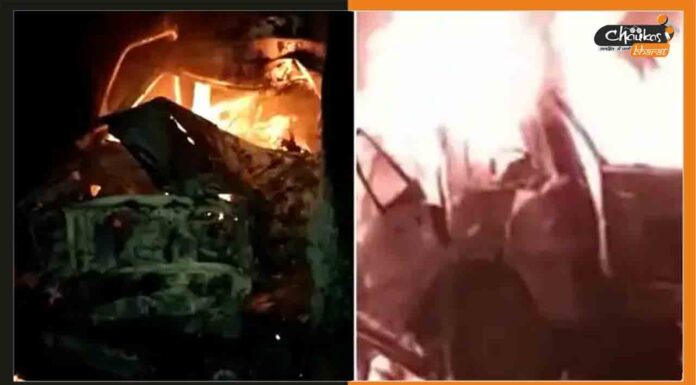 बिजली के पोल में टकराई स्कॉर्पियो, 2 जिंदा जले, 3 की हुई मौत Road-Accident-in-Siwan