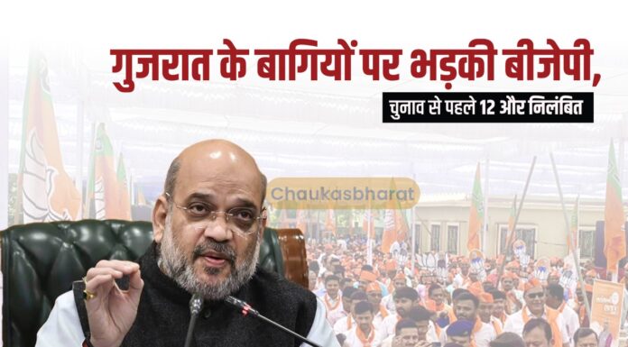 गुजरात के बागियों पर भड़की बीजेपी, चुनाव से पहले 12 और निलंबित गुजरात के बागियों पर भड़की बीजेपी, चुनाव से पहले 12 और निलंबित