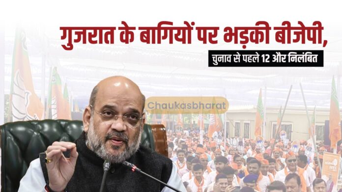 गुजरात के बागियों पर भड़की बीजेपी, चुनाव से पहले 12 और निलंबित