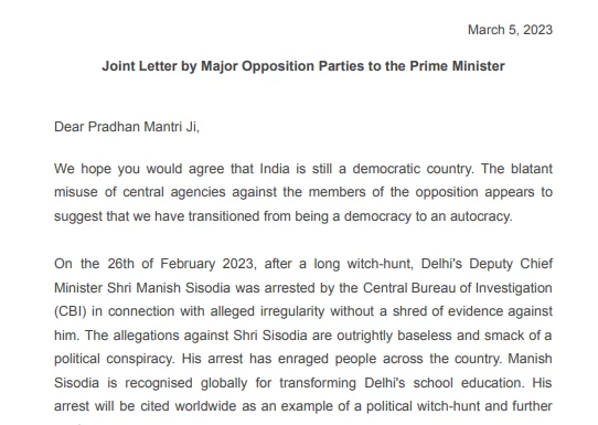 केंद्रीय एजेंसियों का दुरुपयोग पर अब विपक्ष का पत्र